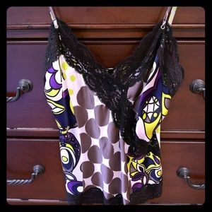 Anthropologie Poleci silk Cami Lacr Detailing sz 4